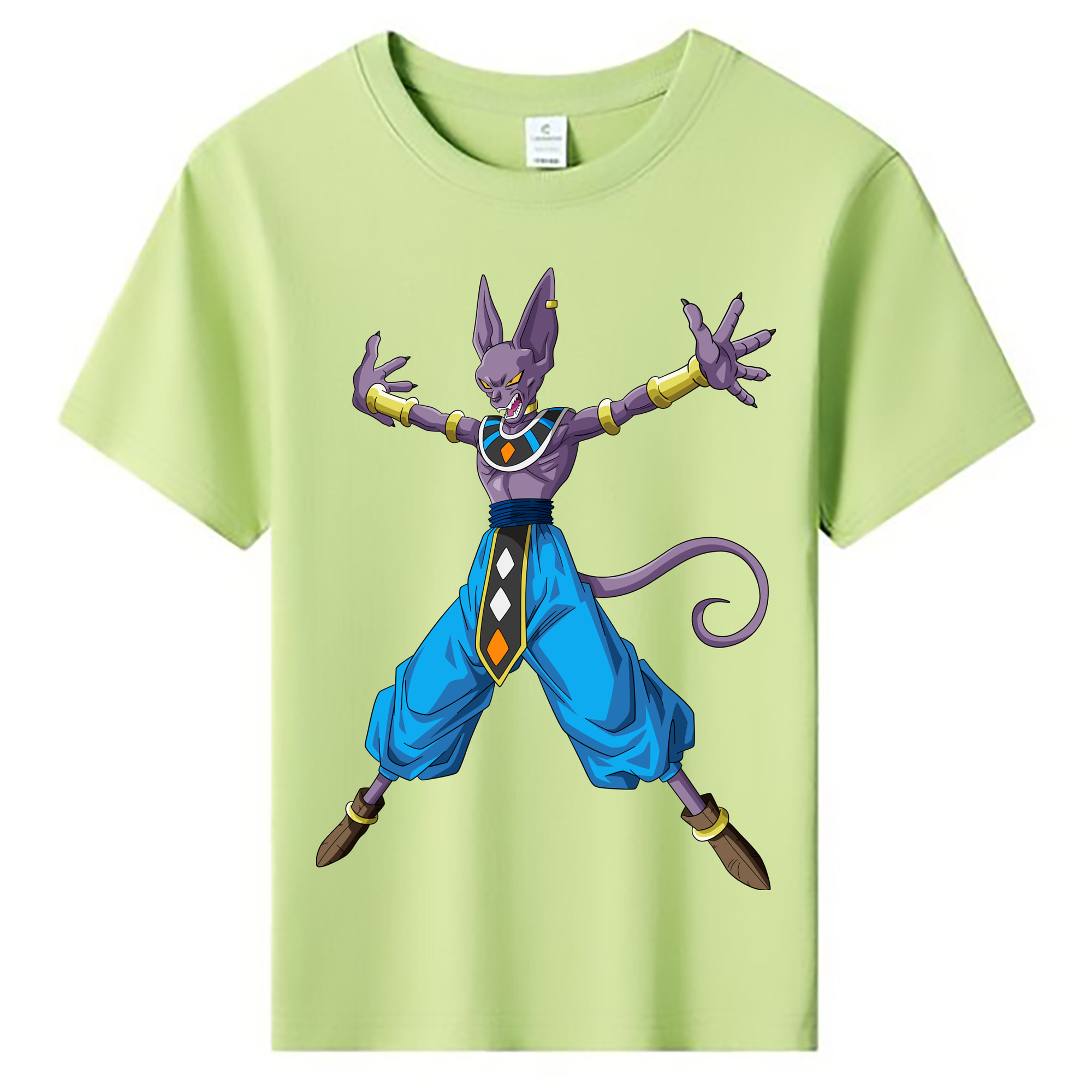 （画像用） ドラゴンボール ビルス 破壊神ビルス DRAGON BALL Beerus Birusu 綿100％キッズTシャツ（フロントプリント）